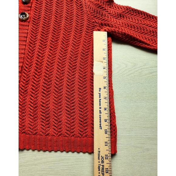 SWEATER-JONES NEW YORK SIGNATURE PETITE-Rust-Chevron Stitch-SIZE P-SML - Picture 15 of 16